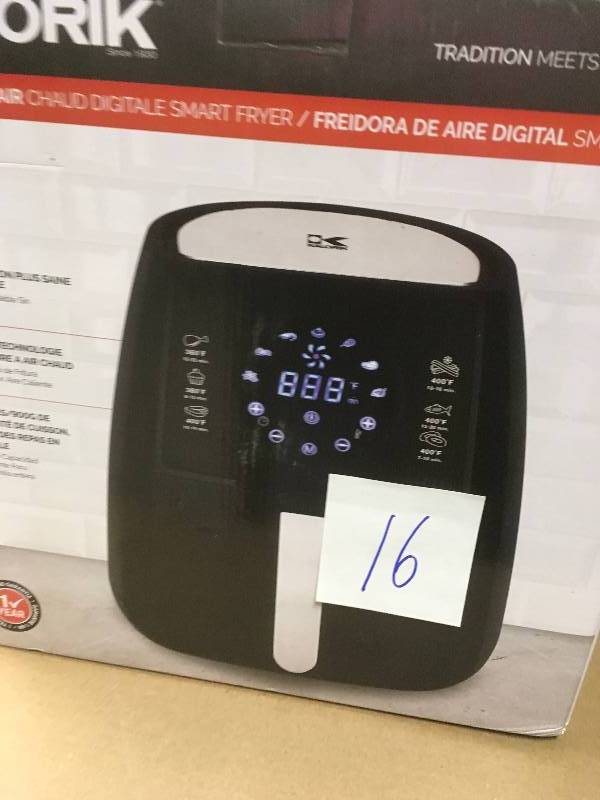 lot 16 image: KALORIK 3.2 Qt. Digital Display Air Fryer in Black in like new condition