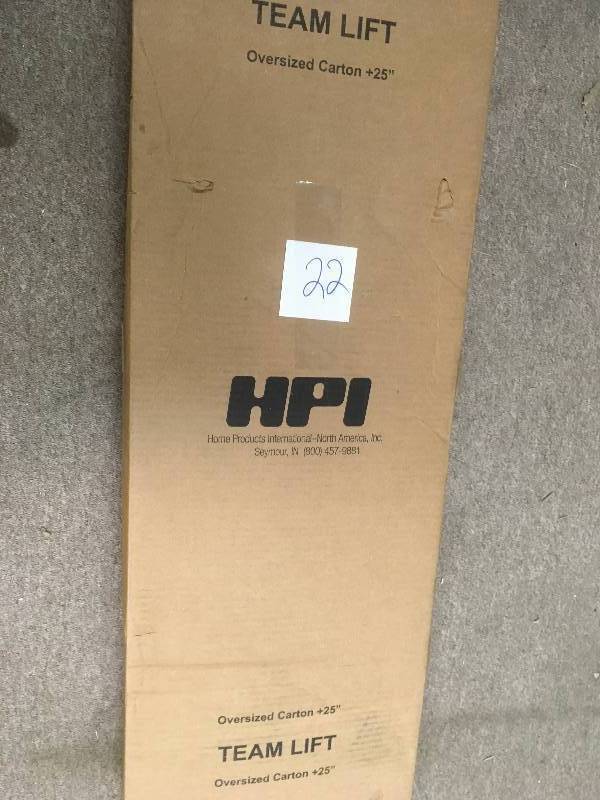 lot 22 image: HOMZ T-Leg Adjustable Height Foam Pad Ironing Board with Green Cotton Cover not used