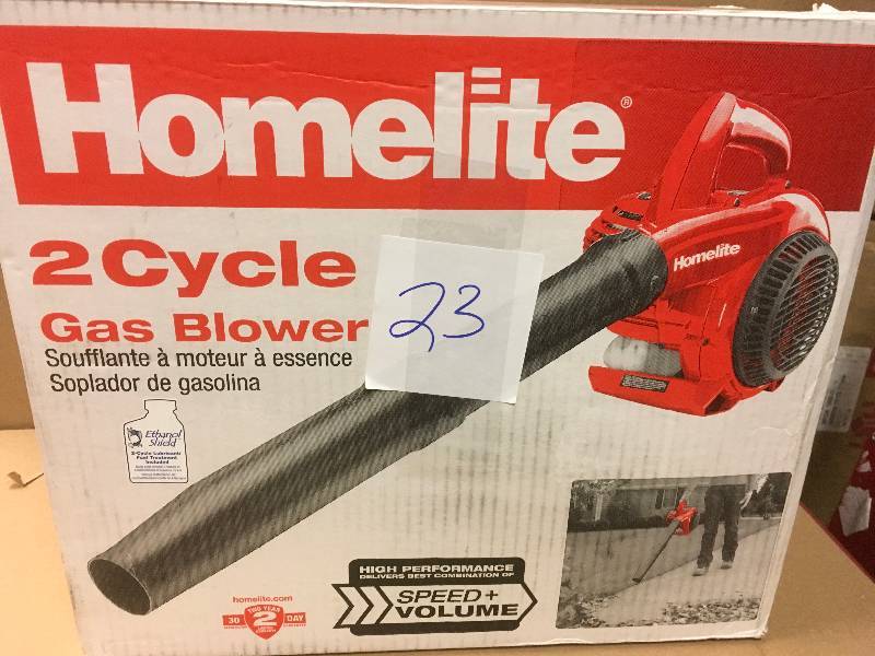lot 23 image: Homelite 150 MPH 400 CFM 2-Cycle Handheld Gas Leaf Blower in very good condition