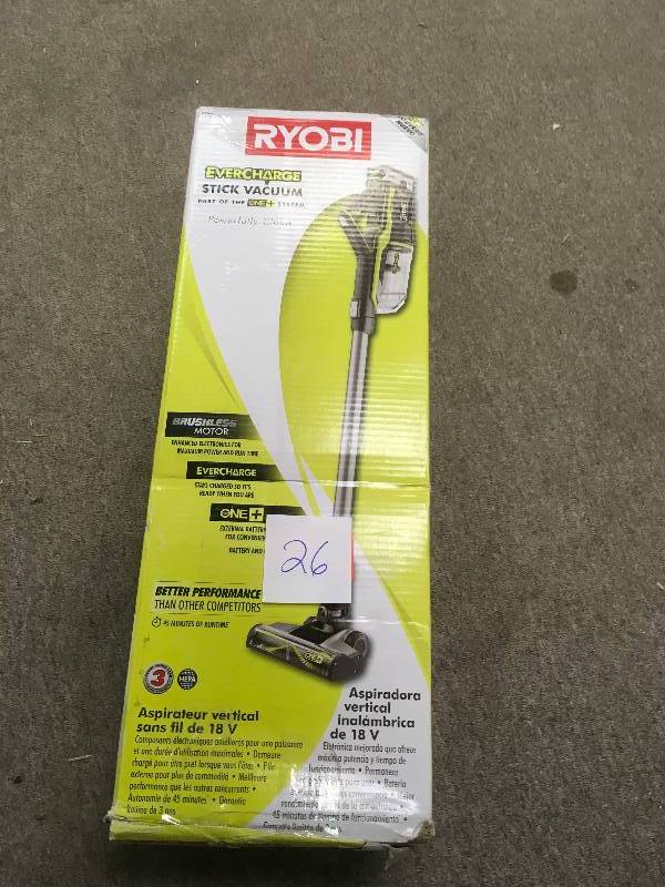 lot 26 image: RYOBI 18-Volt ONE Stick Vacuum Cleaner USED in working condition