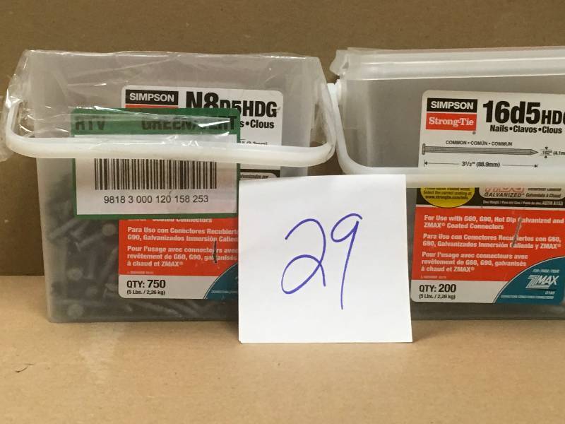 lot 29 image: Simpson Strong-Tie Strong-Drive 8d x 1-12 in. SCN Smooth-Shank Connector Nail (5 lb.) QTY 2 in like new condition
