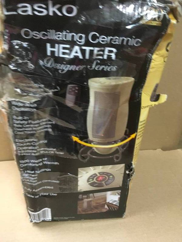 lot 40 image: Lasko Designer Series 1500-Watt Oscillating Ceramic Electric Portable Heater in like new condition