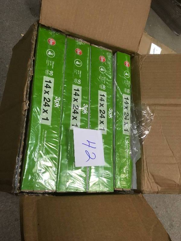 lot 42 image: Rheem 24 in. x 24 in. Basic Household Pleated Air Filter (Case of 12) in like new condition