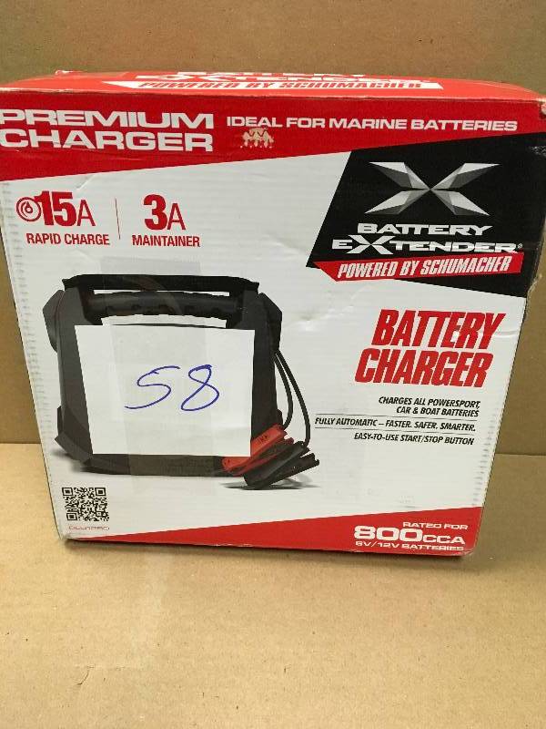 lot 58 image: Schumacher Battery Extender 6-Volt or 12-Volt, 15 Amp Battery ChargerMaintainer v