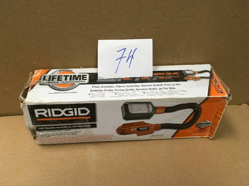 lot 74 image: RIDGID GEN5X 18-Volt Flexible Dual-Mode LED Work Light USED in working condition