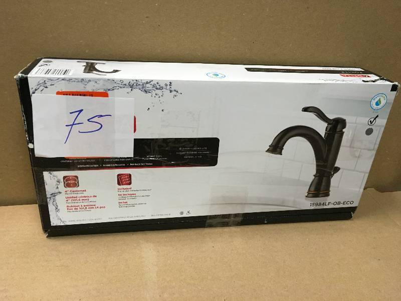 lot 75 image: Delta Porter 4 in. Centerset Single-Handle Bathroom Faucet in Oil Rubbed Bronze in like new condition