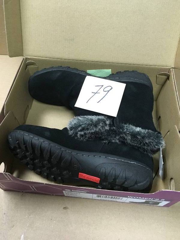 lot 79 image: Khombu Womens Lindsey All Weather Boots Size 8 Black Suede Faux Fur Trim Winter not used