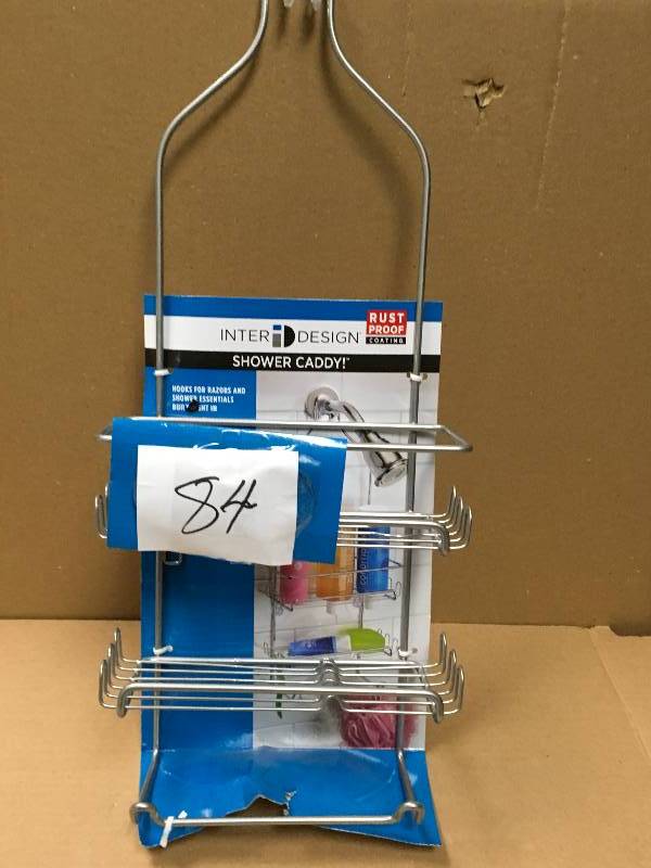 lot 84 image: interDesign Milo Shower Caddy in Silver in like new condition