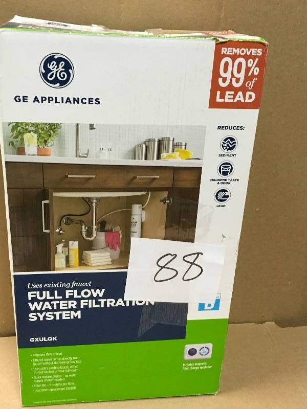 lot 88 image: GE Full Flow Water Filtration System in like new condition