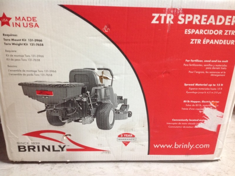 lot 108 image: Brinly-Hardy  Rear Mounted ZTR Spreader not used