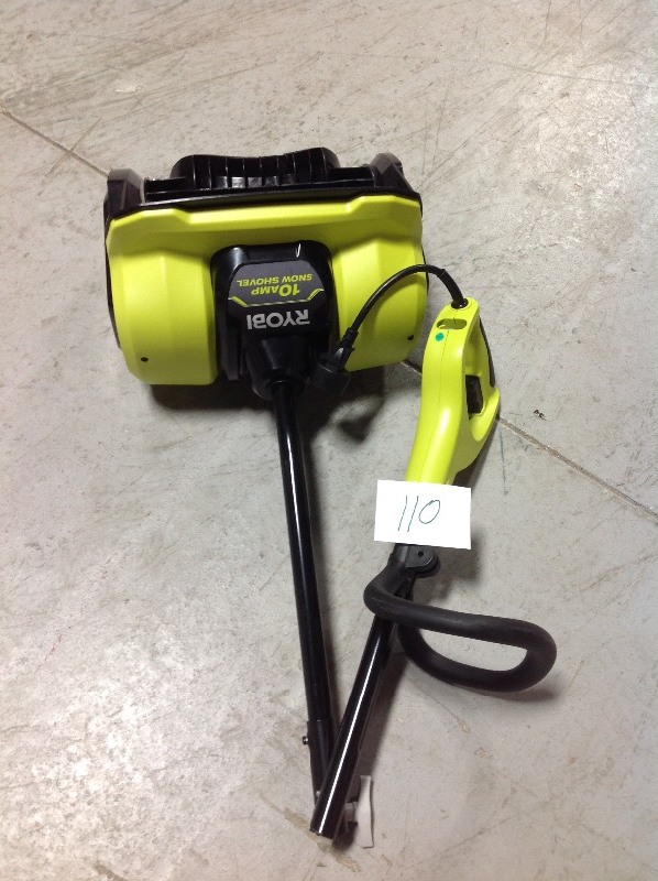 lot 110 image: RYOBI  12 in. 10 Amp Corded Electric Snow Blower Shovel not used