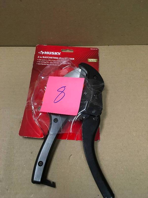 lot 8 image: Husky 2 in. Ratcheting PVC Cutter in like new condition