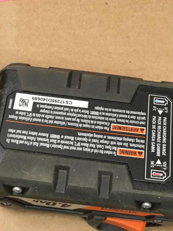 lot 9 image: Ridgid Genuine OEM R840087 18V Hyper Lithium-Ion 4AH Single Battery in like new condition