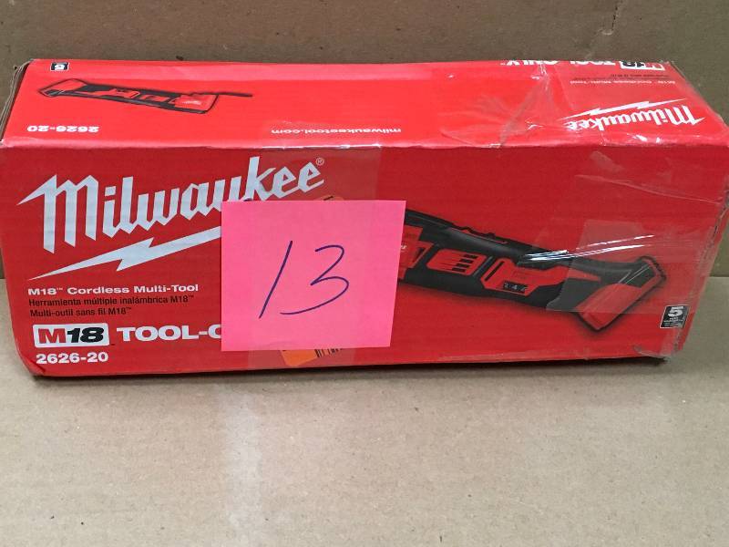 lot 13 image: Milwaukee M18 18-Volt Lithium-Ion Cordless Oscillating Multi-Tool (Tool-Only) in like new condition