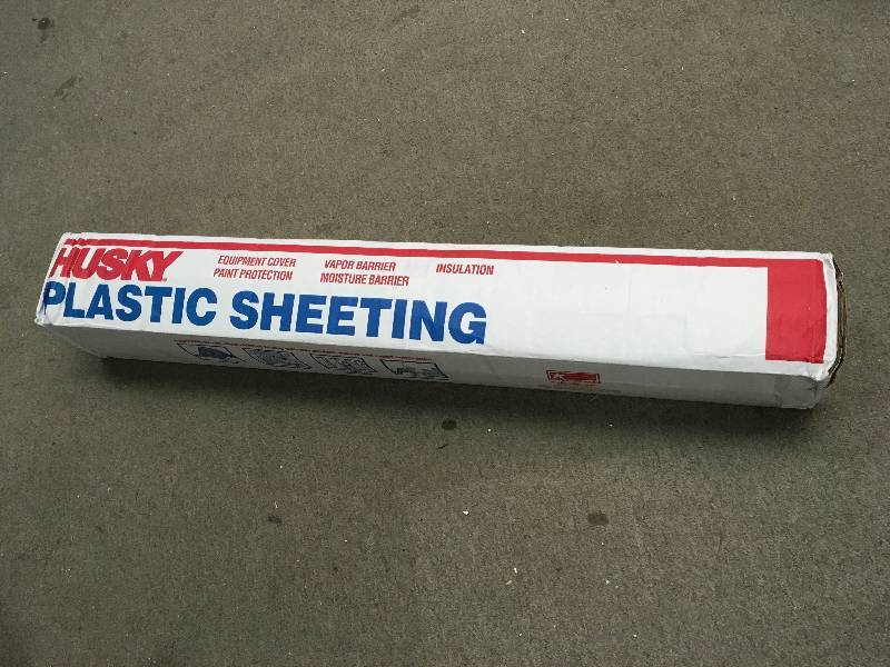 lot 51 image: HUSKY 12 ft. x 100 ft. Black 4 mil Plastic Sheeting not used