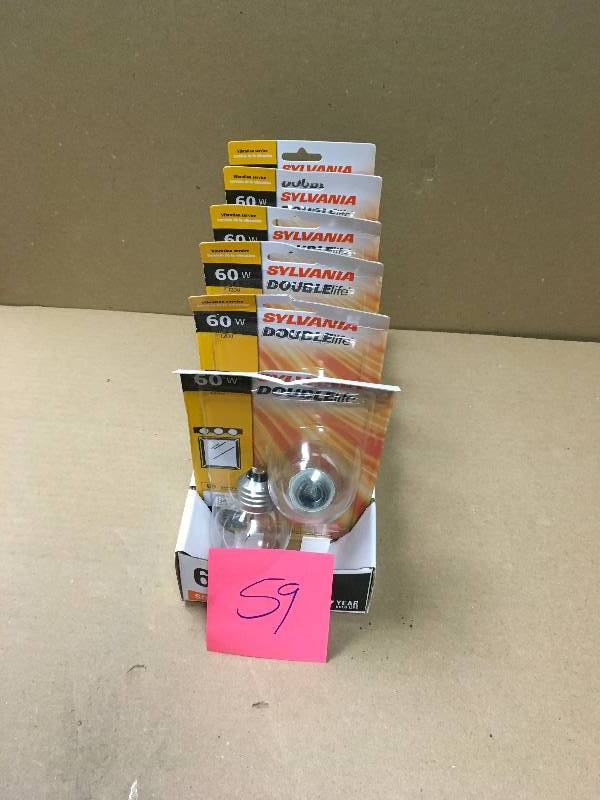lot 59 image: Sylvania 60-Watt Double Life G16.5 Incandescent Light Bulb (2-Pack) QTY 6 in like new condition