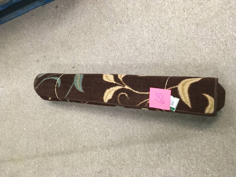 lot 65 image: Ottomanson Ottohome Collection Contemporary Leaves Design Chocolate 3 ft. x 10 ft. Runner Rug not used