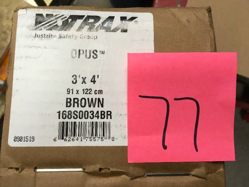 lot 77 image: NoTrax Opus Brown 36 in. x 48 in. Rubber-Backed Entrance Mat in like new condition