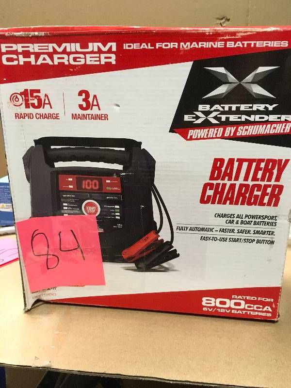 lot 84 image: Schumacher Battery Extender 6-Volt or 12-Volt, 15 Amp Battery ChargerMaintainer in like new condition