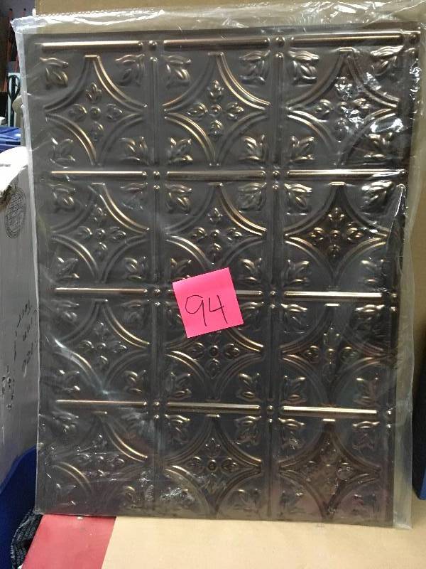 lot 94 image: Fasade 24 in. x 18 in. Traditional 10 PVC Decorative Backsplash Panel in Oil Rubbed Bronze 5 PCS