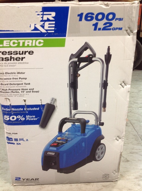 lot 110 image: PowerStroke  1600 PSI 1.2 GPM Electric Pressure Washer in working conditions