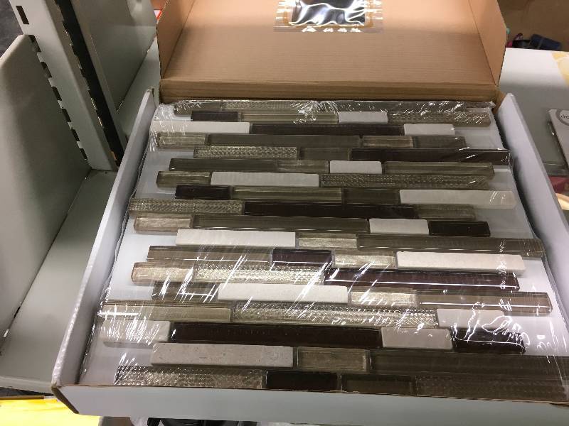 lot 4 image: Harmonics Linear Perspectives Mosaic Tile Beige, Retail $25.99