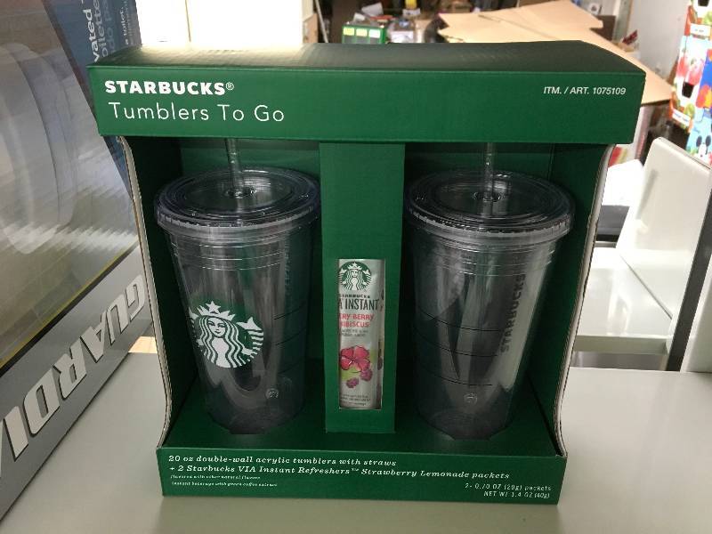 lot 20 image: Starbucks Two Pack Tumblers, Retail $30.00