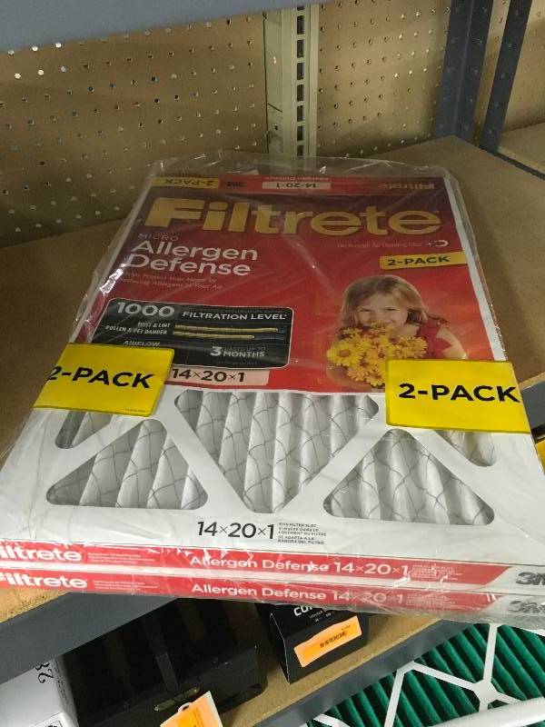 lot 89 image: Filtrete 14x20x1 2 Pack Air Filters, Retail $35.00