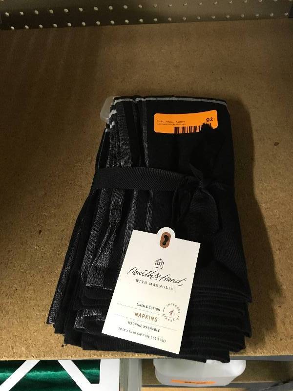 lot 92 image: Hearth & Hand 4PK Napkins, Retail $9.99