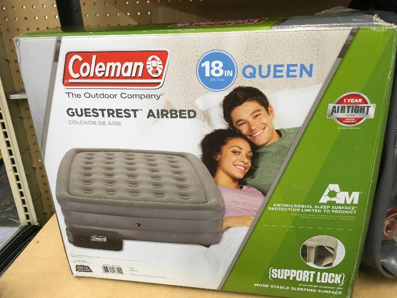 lot 106 image: Coleman 18in. Queen Airbed W Air Pump, Retail $49.99