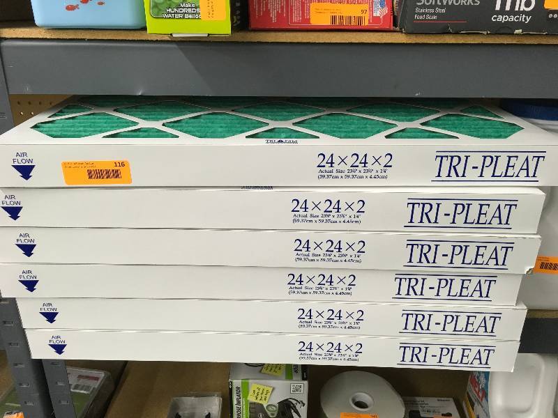 lot 116 image: Tri-Pleat Ultra MERV 8 HVAC Furnace Air Filter 6 Pack (24x24x2) , Retail $46.99