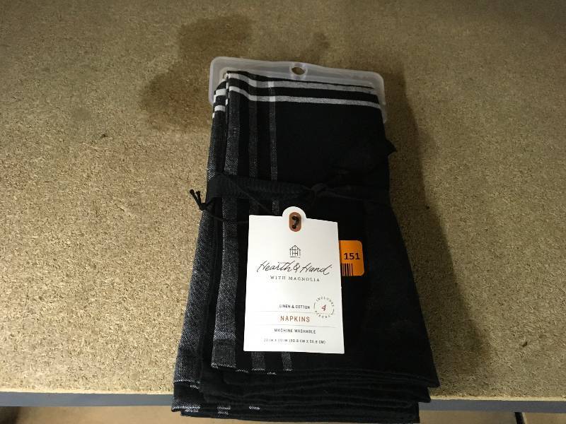 lot 151 image: Hearth & Hand 4PK Napkins, Retail $9.99