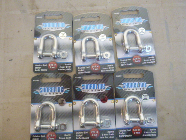 lot 133 image: 6 Shoreline Marine Stainless Steel Straight Anchor Shackles