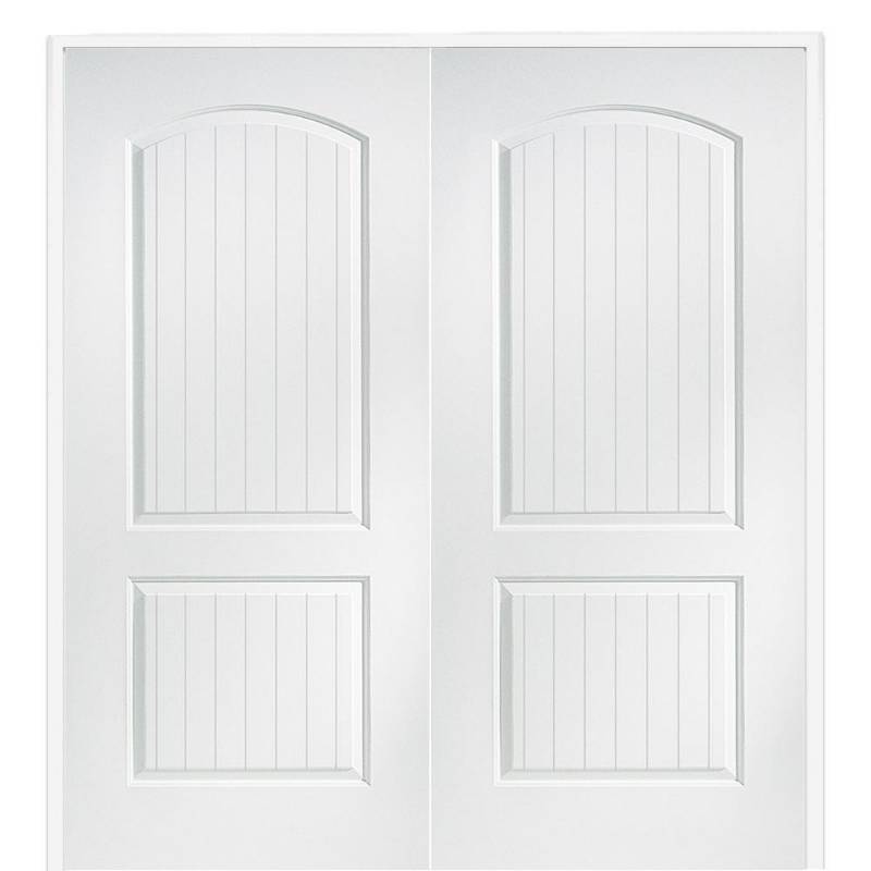 lot 200 image: MMI Door 72 in. x 80 in. Smooth Cashal Both Active Solid Core Primed Molded Composite Double Prehung Interior French Door.