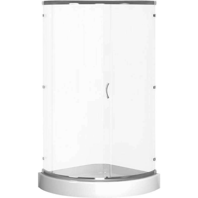 lot 217 image: Cerise 39 in. x 78 in. Frameless Shower Enclosure in Chrome with Clear Glass and Base in White, 422031