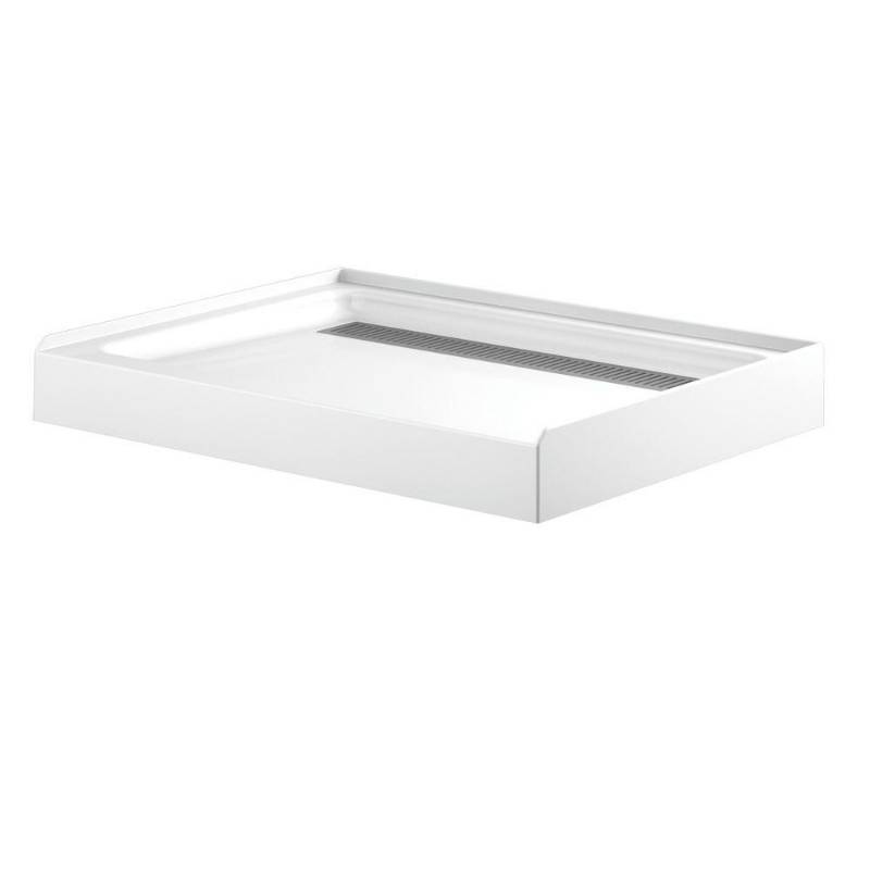 lot 228 image: Delta 36 in. x 48 in. Single Threshold Corner Shower Base in White, B710912-4836-WH