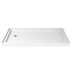 lot 230 image: Dreamline SlimLine 36 in. D x 60 in. W Single Threshold Shower Base in White with Left Hand Drain, DLT-1136601