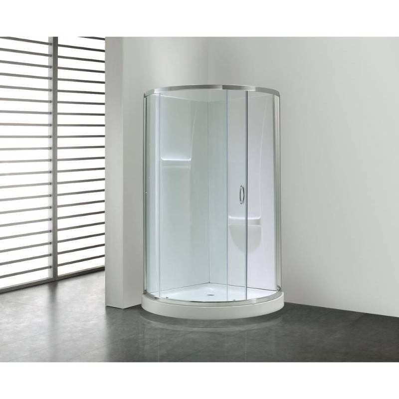 lot 285 image: OVE Doors 34 in. x 34 in. x 76 in. Shower Kit with Reversible Sliding Door - Missing Shower Base
