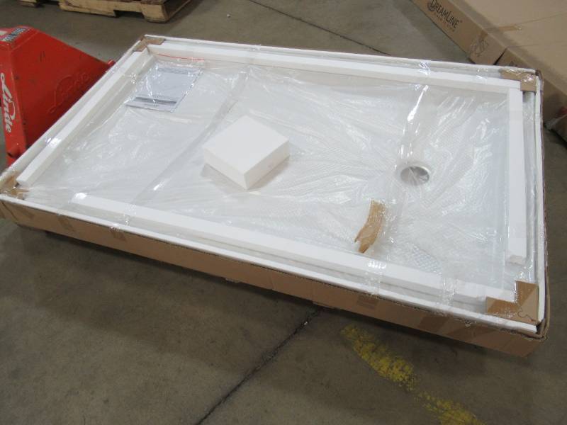 lot 239 image: Dreamline SlimLine 36 in. x 60 in. Double Threshold Shower Base in Biscuit with Right Drain, DLT-1036602-22