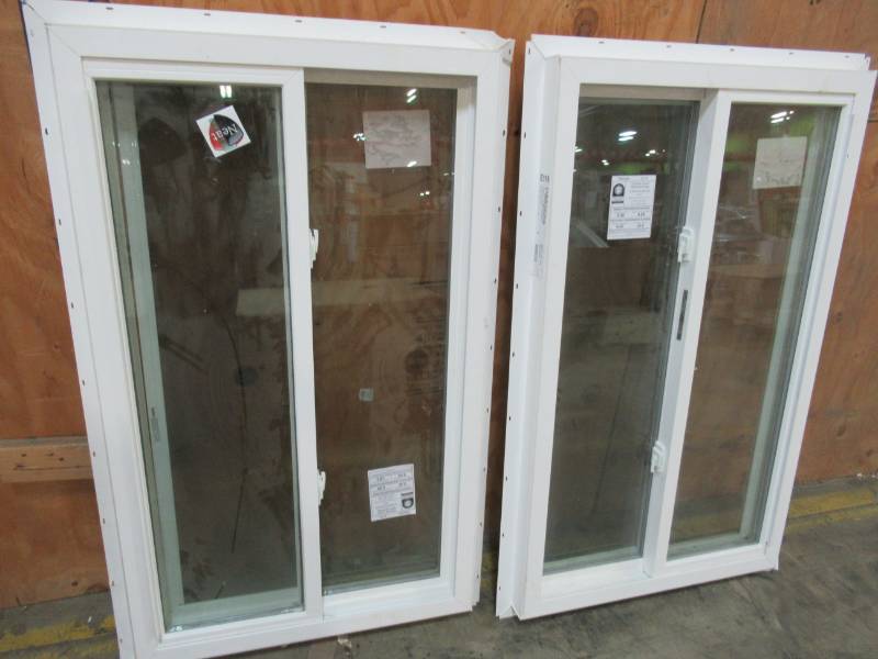 lot 240 image: 2 Vinyl Sliding Windows, Approximate Measurements, 28 12 X 47 12
