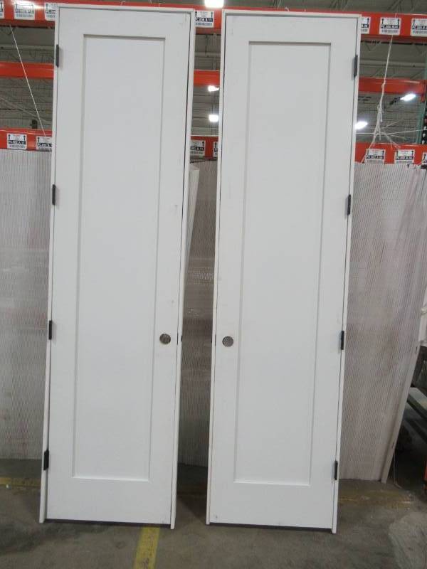 lot 263 image: 2 JELD-WEN MODA (primed) Single Wood Panel Pine Prehung Interior Door (Common 20-in x 96-in)