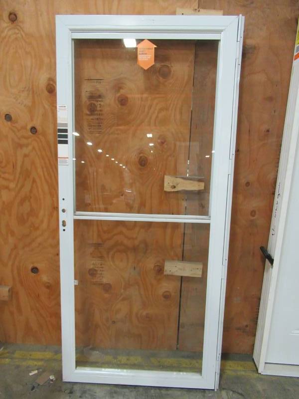 lot 272 image: Andersen 36 in. x 80 in. White Left-Hand Fullview Easy Install Aluminum Storm Door With Retractable Screen.