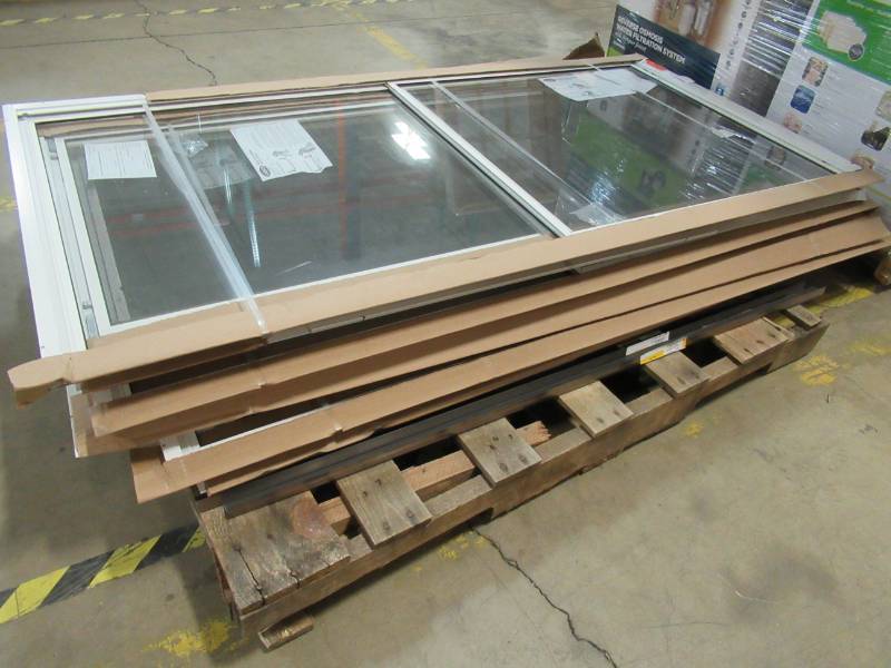 lot 293 image: Pallet of 8 Larson Comfortseal Double Strength Aluminum White Storm Windows - Different Sizes 27-32 X 61 34