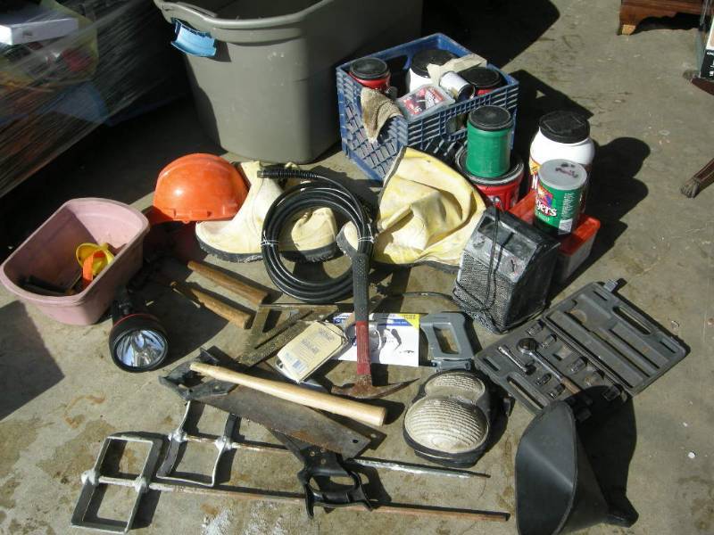 lot 69 image: Large Tote of Tools and Fasteners