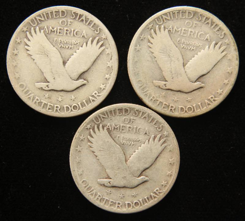 lot 26 image: 3 STANDING LIBERTY QUARTERS 1928 1929 1930-S