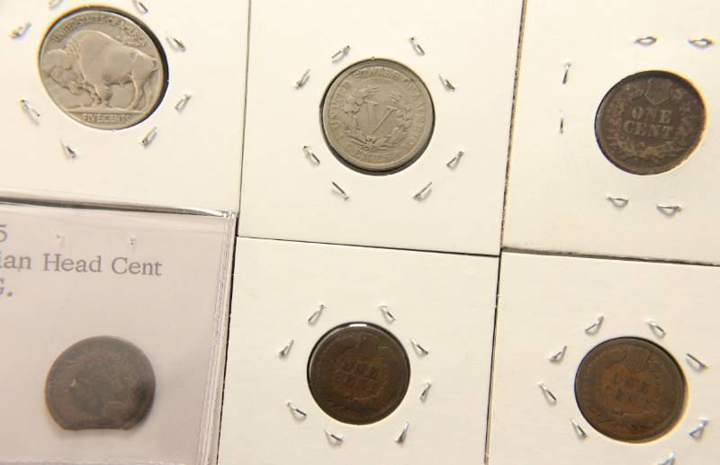 lot 51 image: 6 COINS 1863 1865 1881 1898 INDIAN 1C 1912 1935 NICKELS