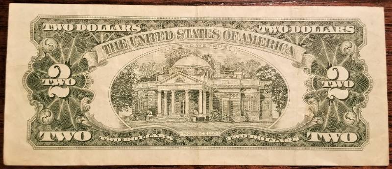 lot 24-A image: 1963 US RED SEAL TWO DOLLAR BILL