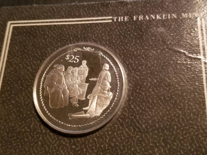 lot 26-A image: FRANKLIN MINT $25 SILVER COMMEMORATIVE 21 GRAMS .925 STERLING SILVER SEALED