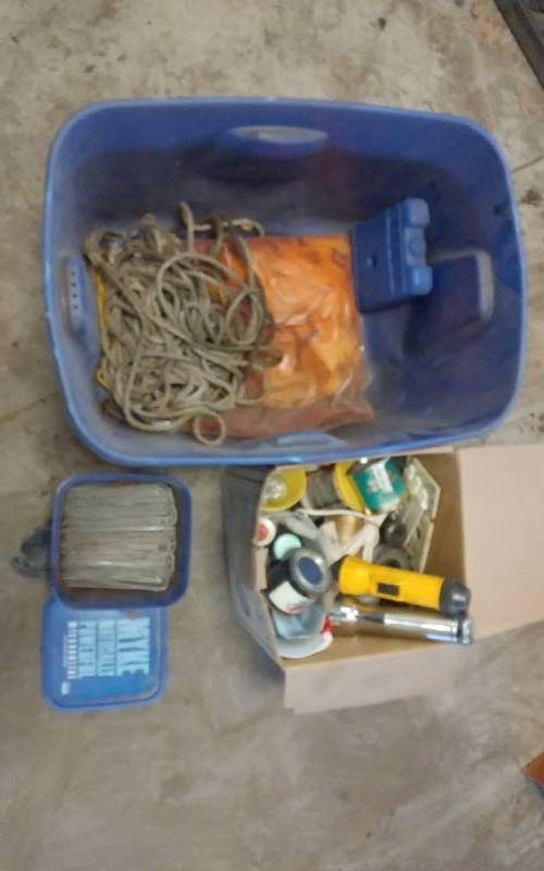 lot 39 image: Hardware, Extension Cord Wraps, Flashlights, Stain, More