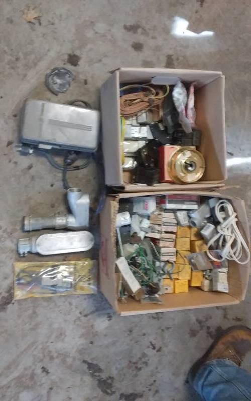 lot 47 image: 2-Boxes Of Mostly New Electrical Switches, Outlets & Related